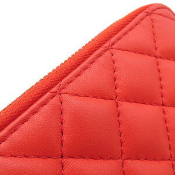 Chanel chain Shoulder Bag red coral leather pocket pochette classic - Picture 8 of 11